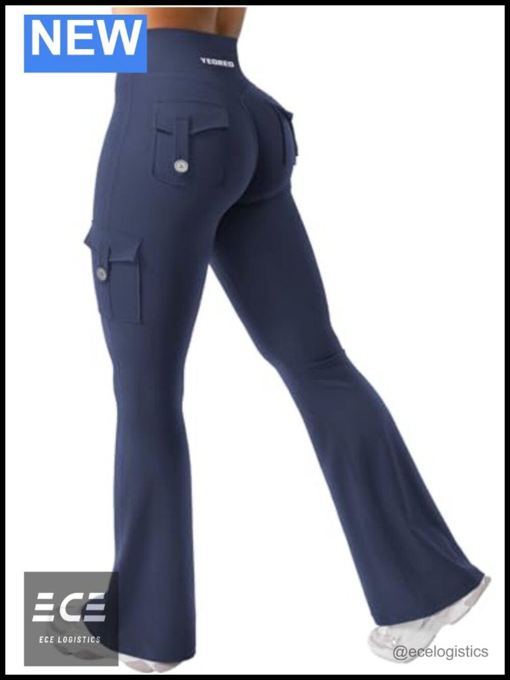 Women's Flare Leggings High Rise Hidden Scrunch Functional Pockets